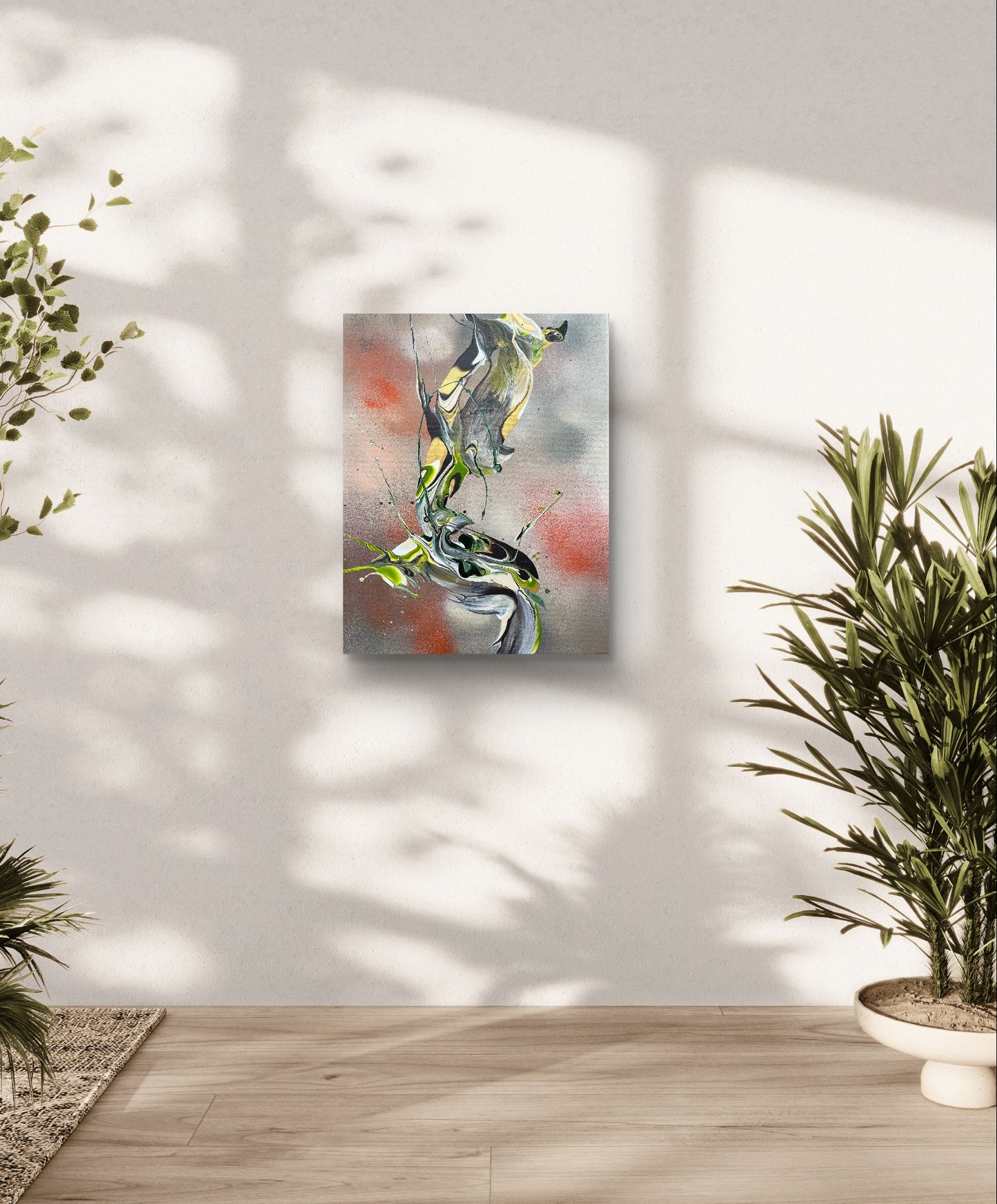 „Earthy wave II" 30x40 cm, Fluid Art auf Leinwand; verfügbar