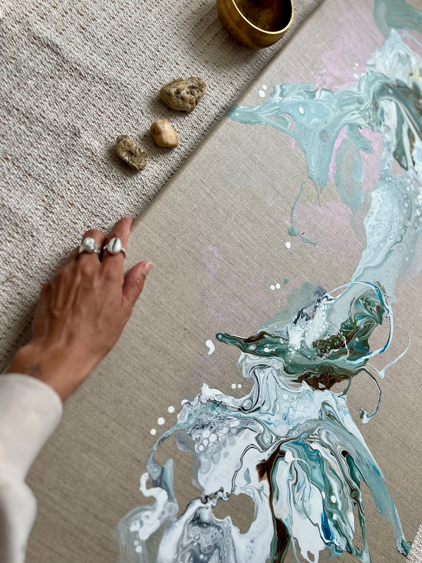„Feel the waves" 100x50 cm, Fluid Art auf Leinwand; verfügbar