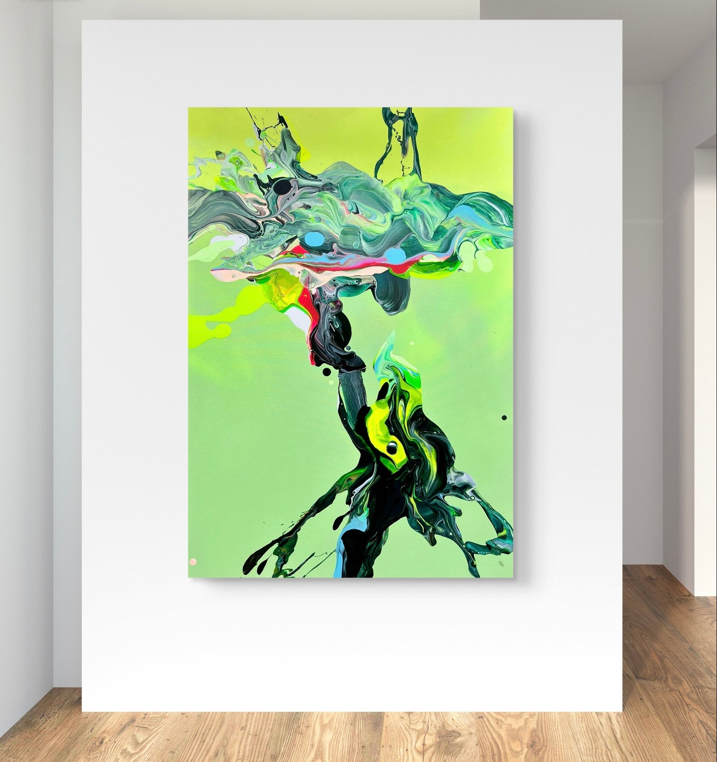 „Zitronenfalter" 100 x 70 cm, Fluid Art auf Leinwand; verfügbar