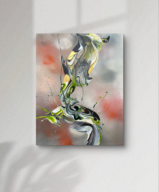 „Earthy wave II" 30x40 cm, Fluid Art auf Leinwand; verfügbar